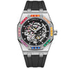 Men's Silicone Band Rainbow Diamond Automatic Mechanical Watch